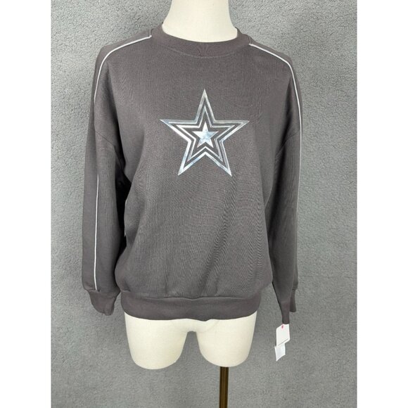 Rebellious One Women's Juniors' Star Applique Crewneck Sweatshirt Gray XS NWT's - Picture 1 of 8